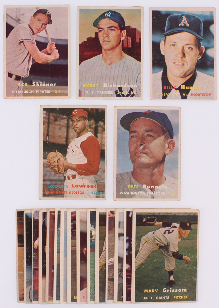 Lot of (20) 1957 Topps Baseball Cards with #66 Brooks Lawrence, #64 James Runnels, #286 Bobby Richards, #207 Billy Hunter, #209 Bob Skinner at PristineAuction.com Lot of (20) 1957 Topps Baseball Cards with #66 Brooks Lawrence, #64 James Runnels, #286 Bobby Richards, #207 Billy Hunter, #209 Bob Skinner at PristineAuction.com