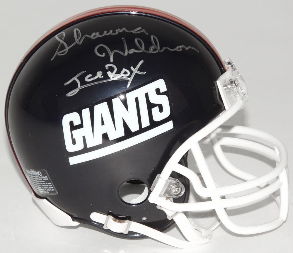 Lot of (3) Shawna Waldron Signed Football Items with (1) Giants Mini