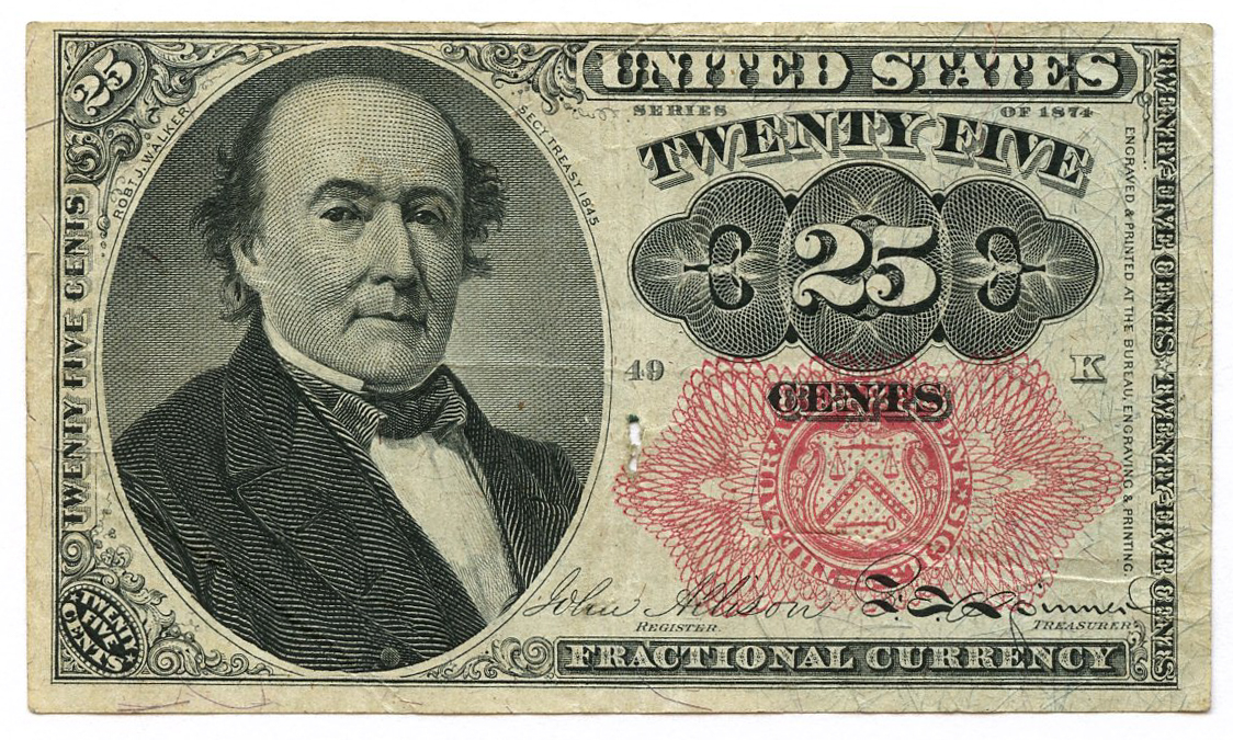 1874 United States 25¢ Twenty Five Cents Fractional Bank Note Bill at PristineAuction.com 1874 United States 25¢ Twenty Five Cents Fractional Bank Note Bill at PristineAuction.com