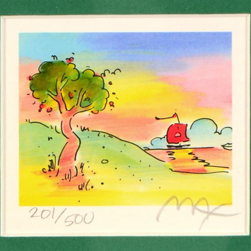 Peter Max Signed "Quiet Lake" Limited Edition 10x10 Custom Framed Lithograph #201/500 at PristineAuction.com Peter Max Signed "Quiet Lake" Limited Edition 10x10 Custom Framed Lithograph #201/500 at PristineAuction.com