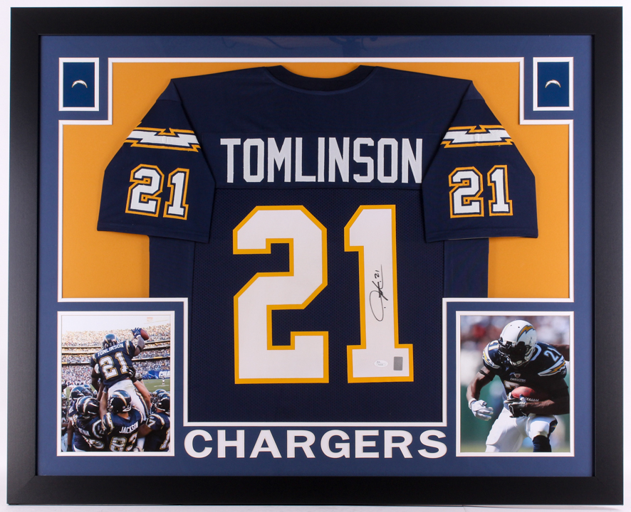 LaDainian Tomlinson Signed Chargers 35" x 43" Custom Framed Jersey (JSA COA & GTSM) at PristineAuction.com LaDainian Tomlinson Signed Chargers 35" x 43" Custom Framed Jersey (JSA COA & GTSM) at PristineAuction.com