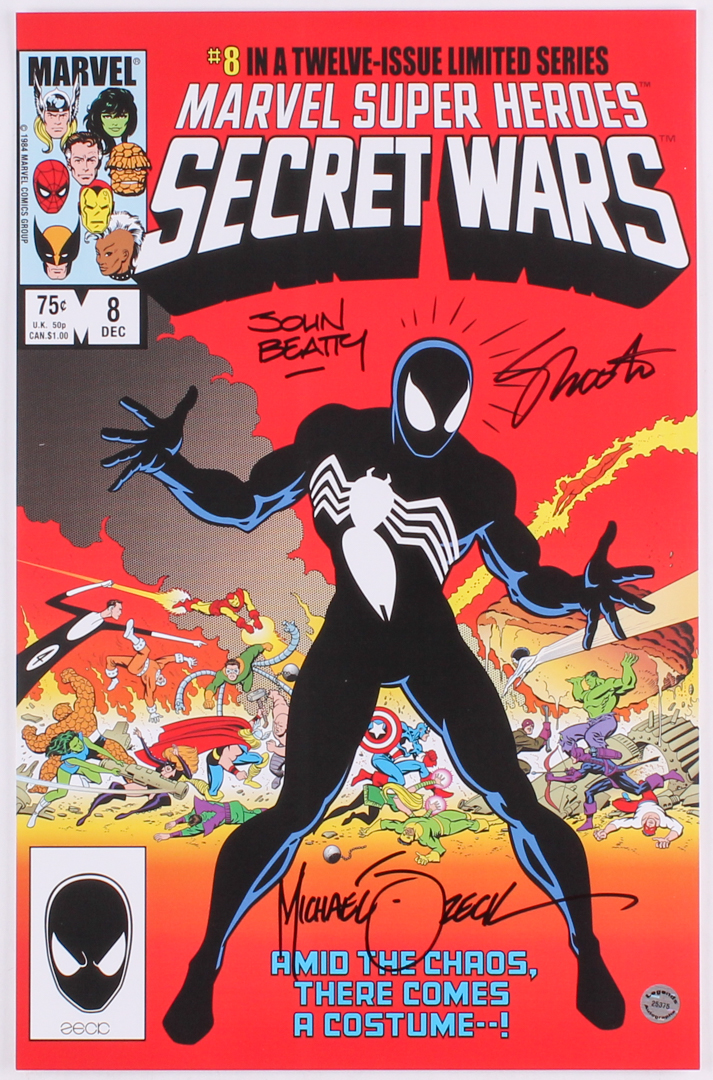 Mike Zeck, Jim Shooter & John Beatty Signed Marvel "Secret Wars" 11x17 Photo (Legends COA) at PristineAuction.com Mike Zeck, Jim Shooter & John Beatty Signed Marvel "Secret Wars" 11x17 Photo (Legends COA) at PristineAuction.com