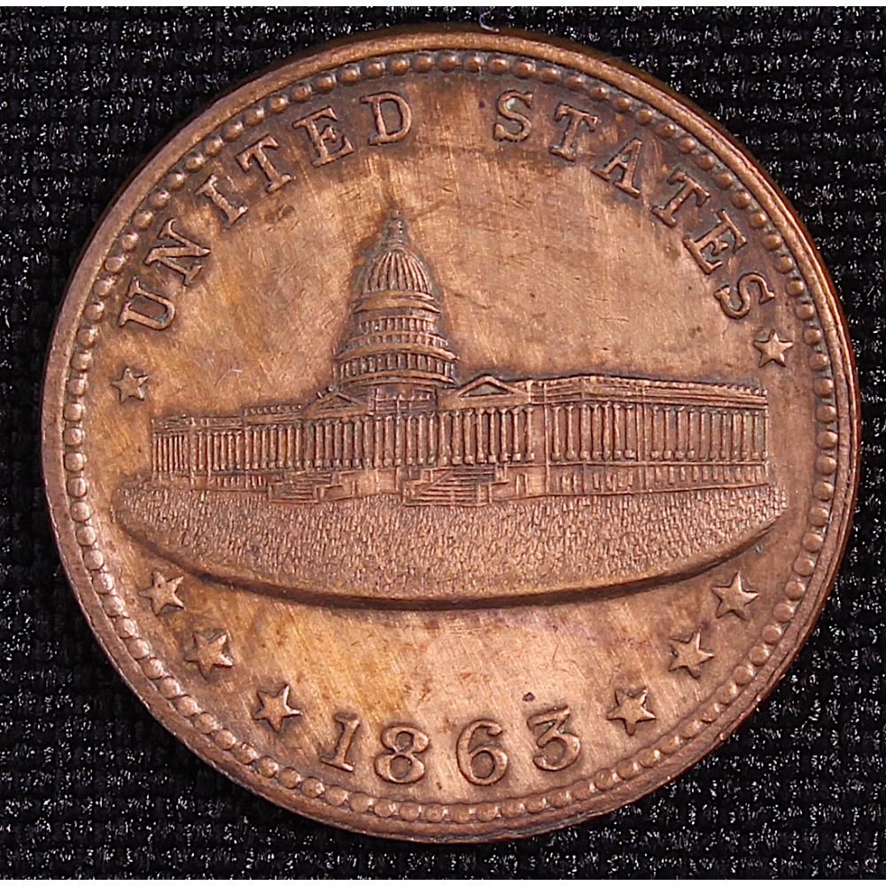 1863 Civil War Token - United States Capitol Building / Army & Navy |  Pristine Auction