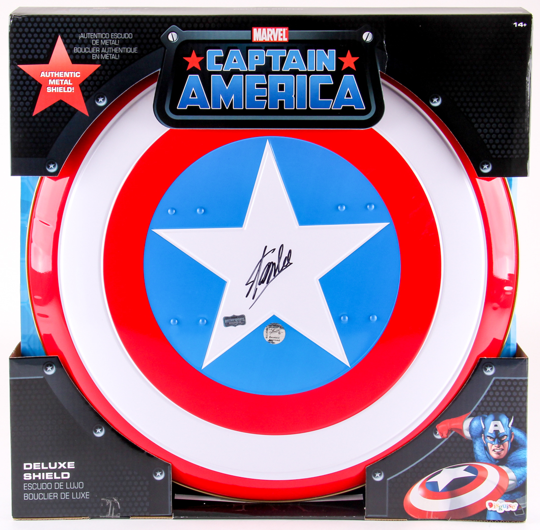Stan Lee Signed "Captain America" Marvel Authentic Full-Size Metal Shield (Stan Lee Hologram) at PristineAuction.com Stan Lee Signed "Captain America" Marvel Authentic Full-Size Metal Shield (Stan Lee Hologram) at PristineAuction.com