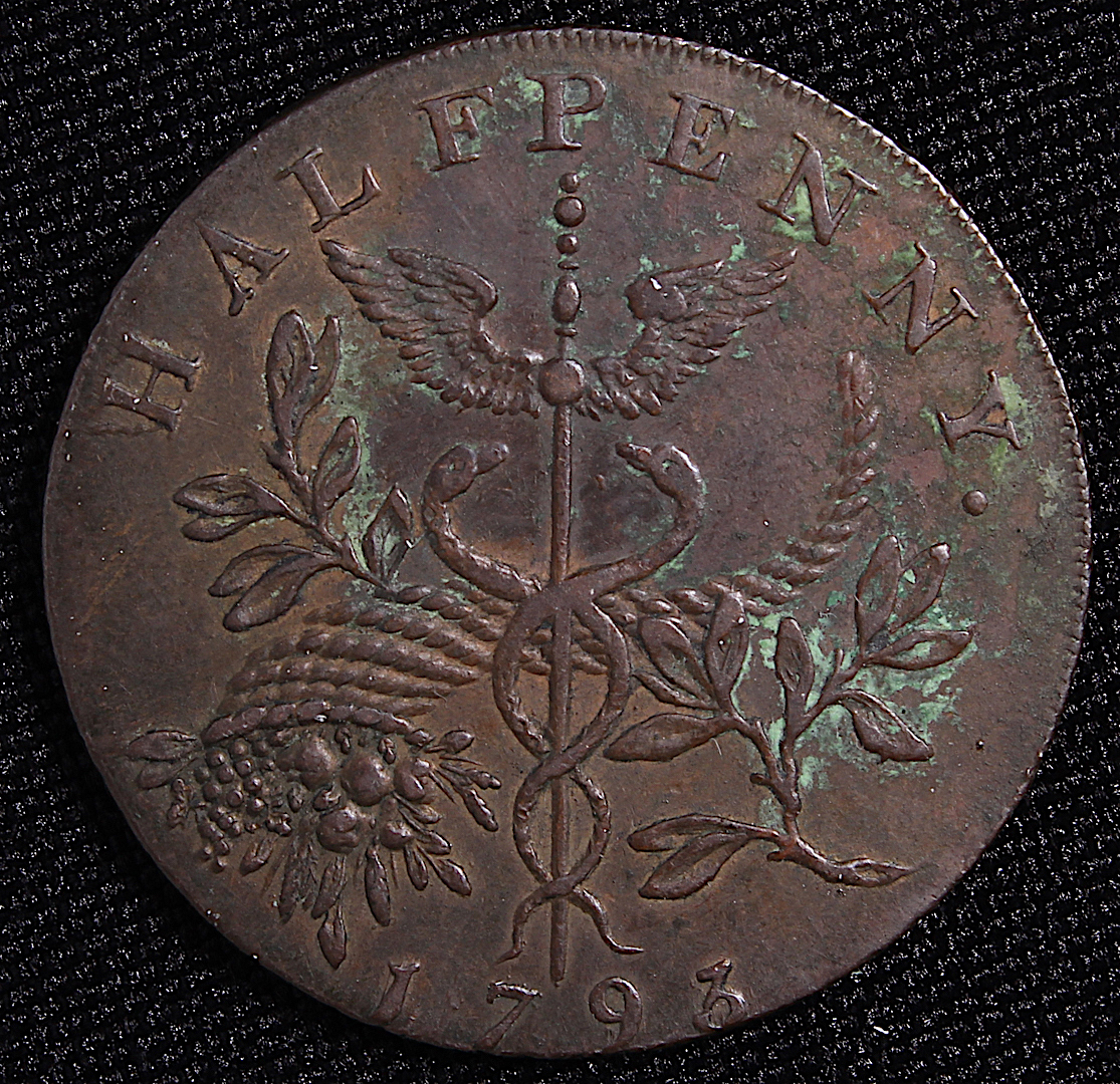 1793 Sir Isaac Newton Half-Penny Colonial Trade Token at PristineAuction.com 1793 Sir Isaac Newton Half-Penny Colonial Trade Token at PristineAuction.com