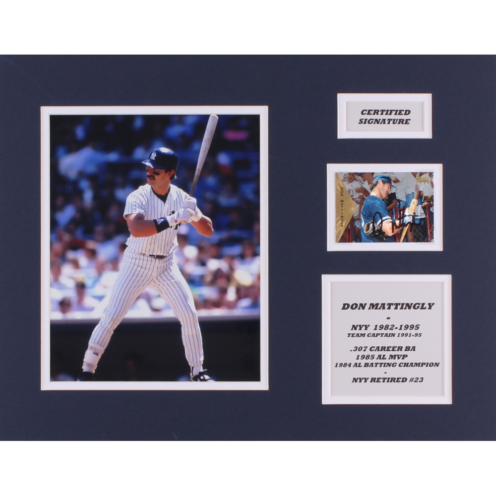 Don Mattingly Signed Yakees 14x18 Custom Matted Baseball Card Display