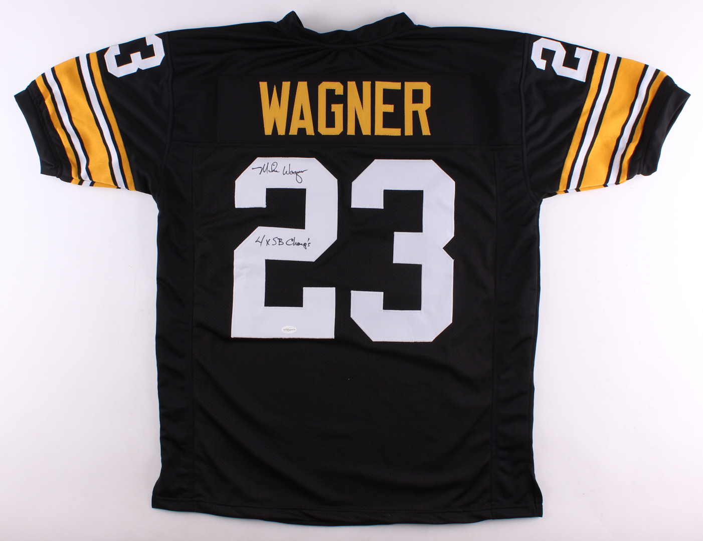 Mike Wagner Signed Steelers Jersey Inscribed "4x SB Champ's" (TSE Hologram) at PristineAuction.com Mike Wagner Signed Steelers Jersey Inscribed "4x SB Champ's" (TSE Hologram) at PristineAuction.com