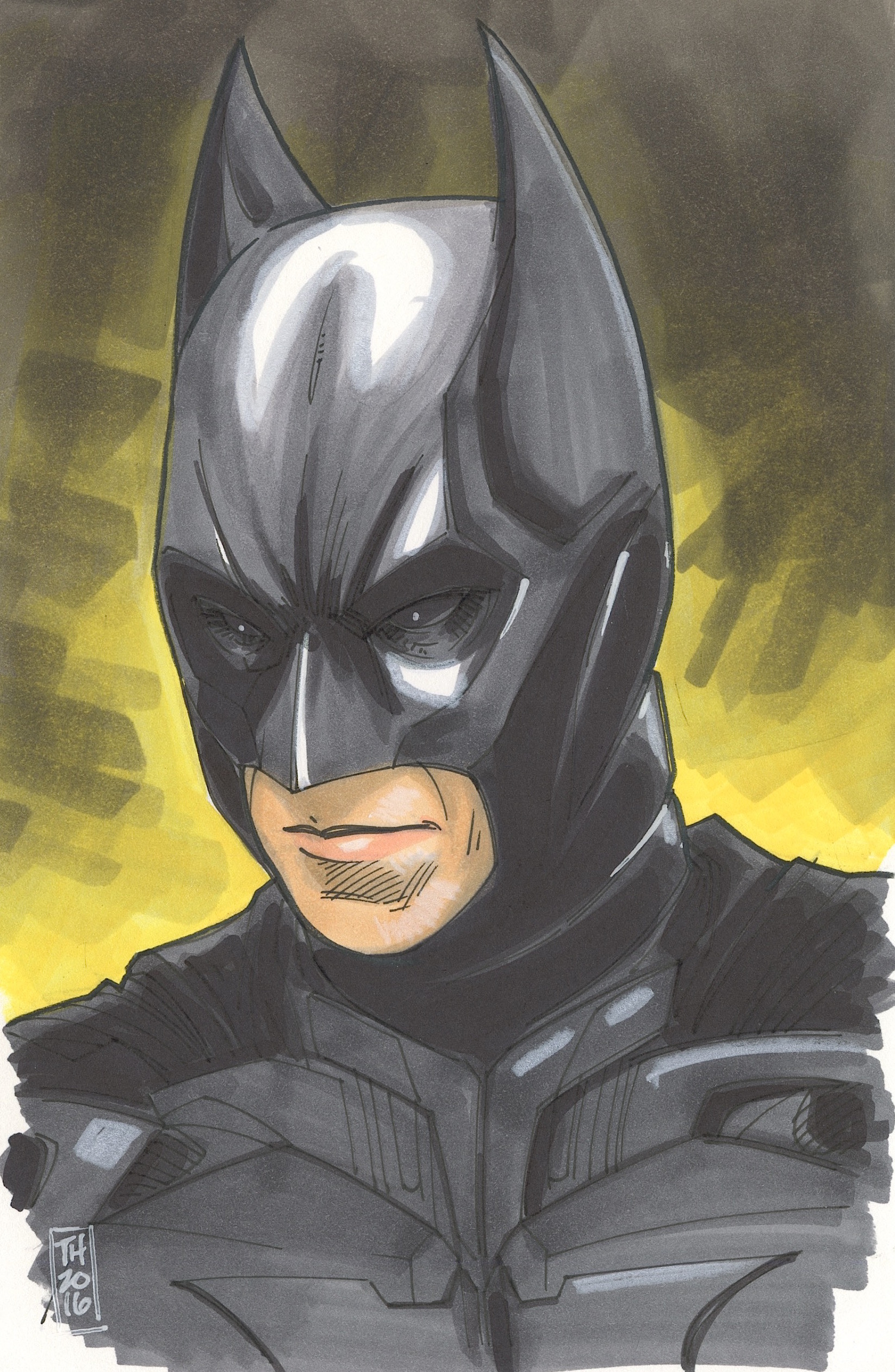 Tom Hodges - Batman "The Dark Knight" Signed ORIGINAL 5.5" x 8.5" Color Drawing on Paper (1/1) at PristineAuction.com Tom Hodges - Batman "The Dark Knight" Signed ORIGINAL 5.5" x 8.5" Color Drawing on Paper (1/1) at PristineAuction.com