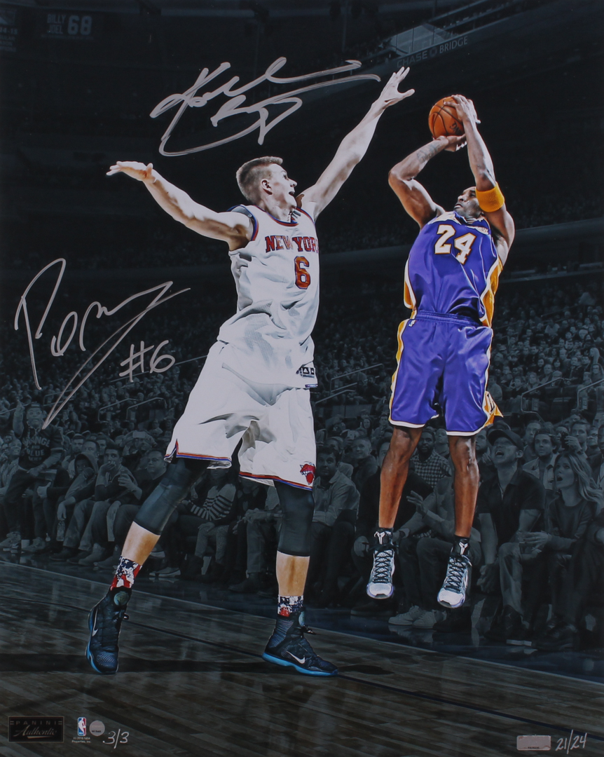 Kobe Bryant & Kristaps Porzingis Signed LE "Kobe's Last Game at Madison Square Garden" 16x20 Photo (Panini COA & Steiner COA) at PristineAuction.com Kobe Bryant & Kristaps Porzingis Signed LE "Kobe's Last Game at Madison Square Garden" 16x20 Photo (Panini COA & Steiner COA) at PristineAuction.com