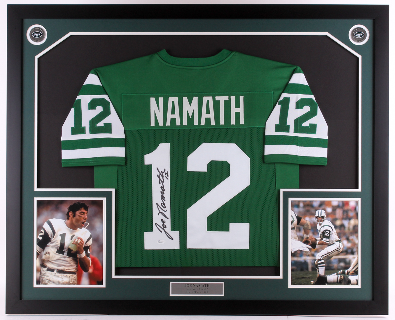 Joe Namath Signed Jets 35x42.75 Custom Framed Jersey Display (JSA COA) at PristineAuction.com Joe Namath Signed Jets 35x42.75 Custom Framed Jersey Display (JSA COA) at PristineAuction.com