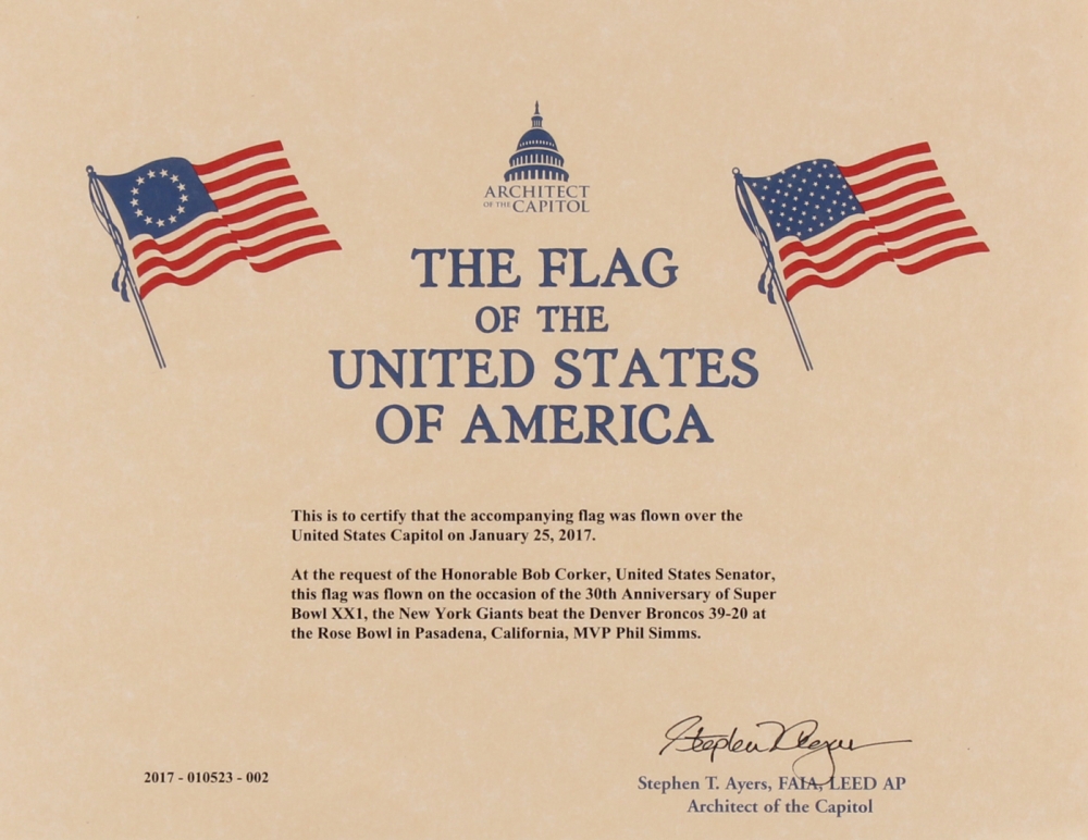 American Flag Flown Over the Capitol on Janruary 25, 2017 (Architect of