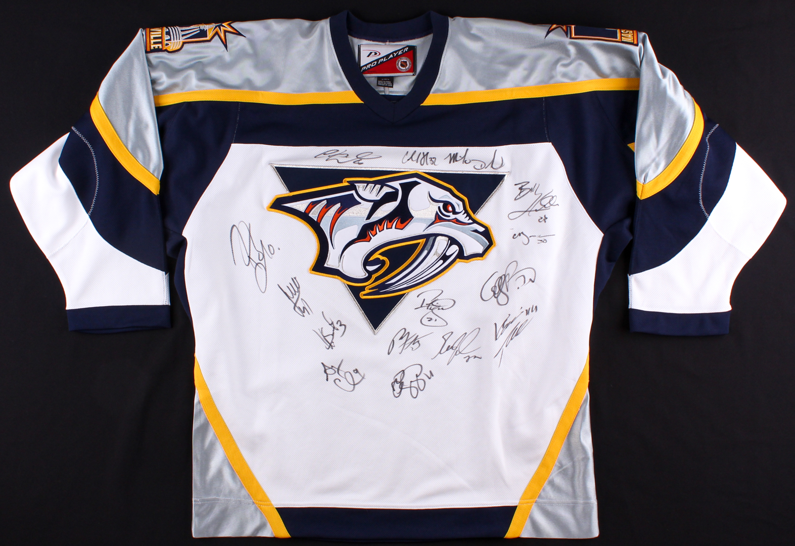 2001-02 Nashville Predators Jersey Team-Signed by (15) with Mike Dunham, Tom Fitzgerald, Bill Houlder, Kimmo Timonen, Filip Forsberg, Cliff Ronning, David Legwand, Kimmo Timonen (CAS ALOA) at PristineAuction.com 2001-02 Nashville Predators Jersey Team-Signed by (15) with Mike Dunham, Tom Fitzgerald, Bill Houlder, Kimmo Timonen, Filip Forsberg, Cliff Ronning, David Legwand, Kimmo Timonen (CAS ALOA) at PristineAuction.com