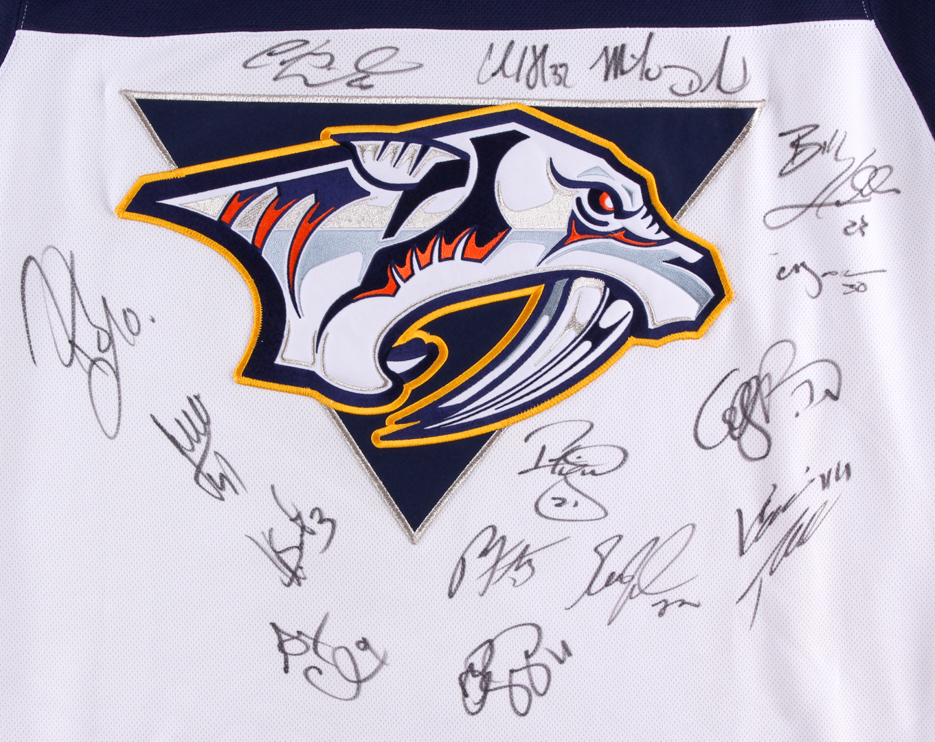 2001-02 Nashville Predators Jersey Team-Signed by (15) with Mike Dunham, Tom Fitzgerald, Bill Houlder, Kimmo Timonen, Filip Forsberg, Cliff Ronning, David Legwand, Kimmo Timonen (CAS ALOA) at PristineAuction.com 2001-02 Nashville Predators Jersey Team-Signed by (15) with Mike Dunham, Tom Fitzgerald, Bill Houlder, Kimmo Timonen, Filip Forsberg, Cliff Ronning, David Legwand, Kimmo Timonen (CAS ALOA) at PristineAuction.com