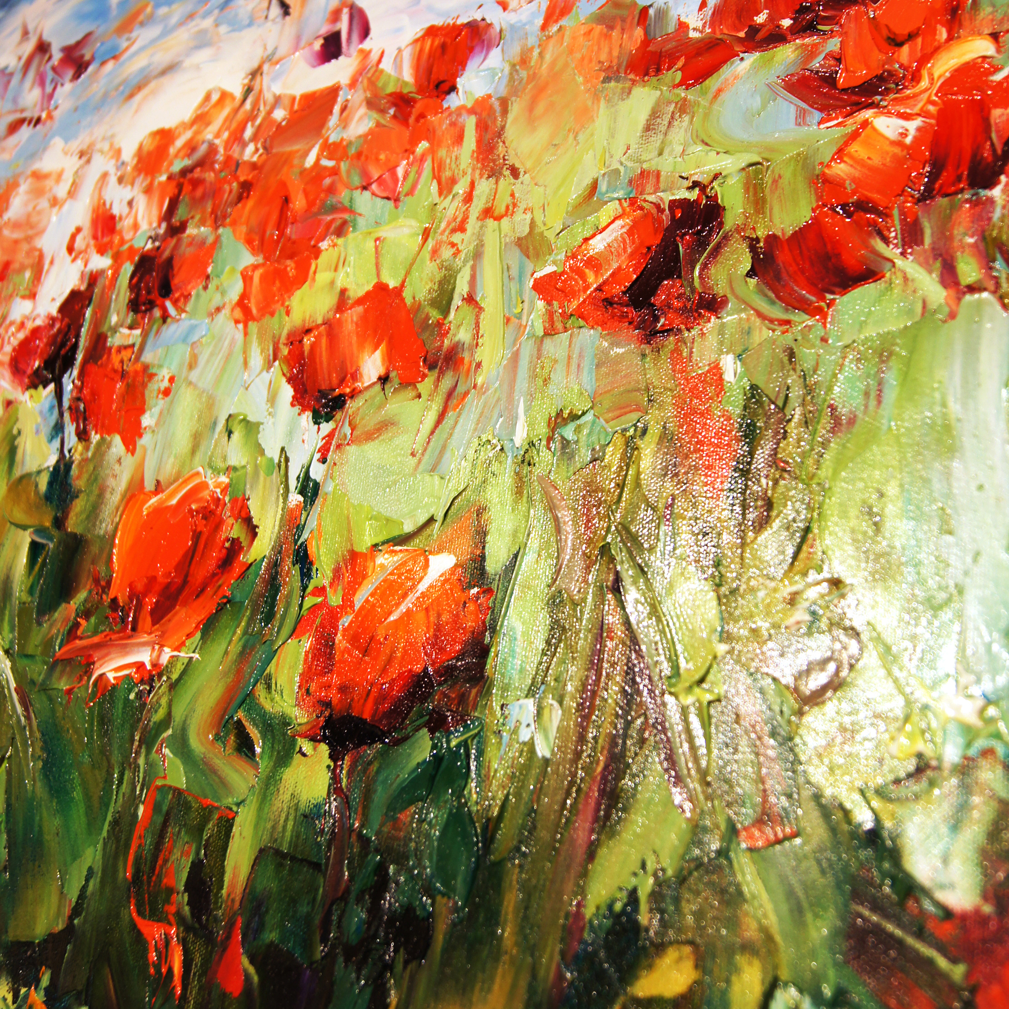 "Happy Poppies" 40x30x2 Original Floral Painting by Lyudmila Agrich at PristineAuction.com "Happy Poppies" 40x30x2 Original Floral Painting by Lyudmila Agrich at PristineAuction.com