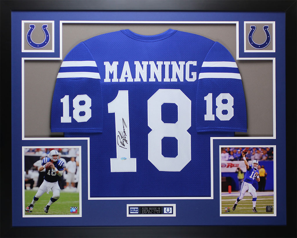 Peyton Manning Signed Colts 35" x 43" Custom Framed Jersey (Steiner COA) at PristineAuction.com Peyton Manning Signed Colts 35" x 43" Custom Framed Jersey (Steiner COA) at PristineAuction.com