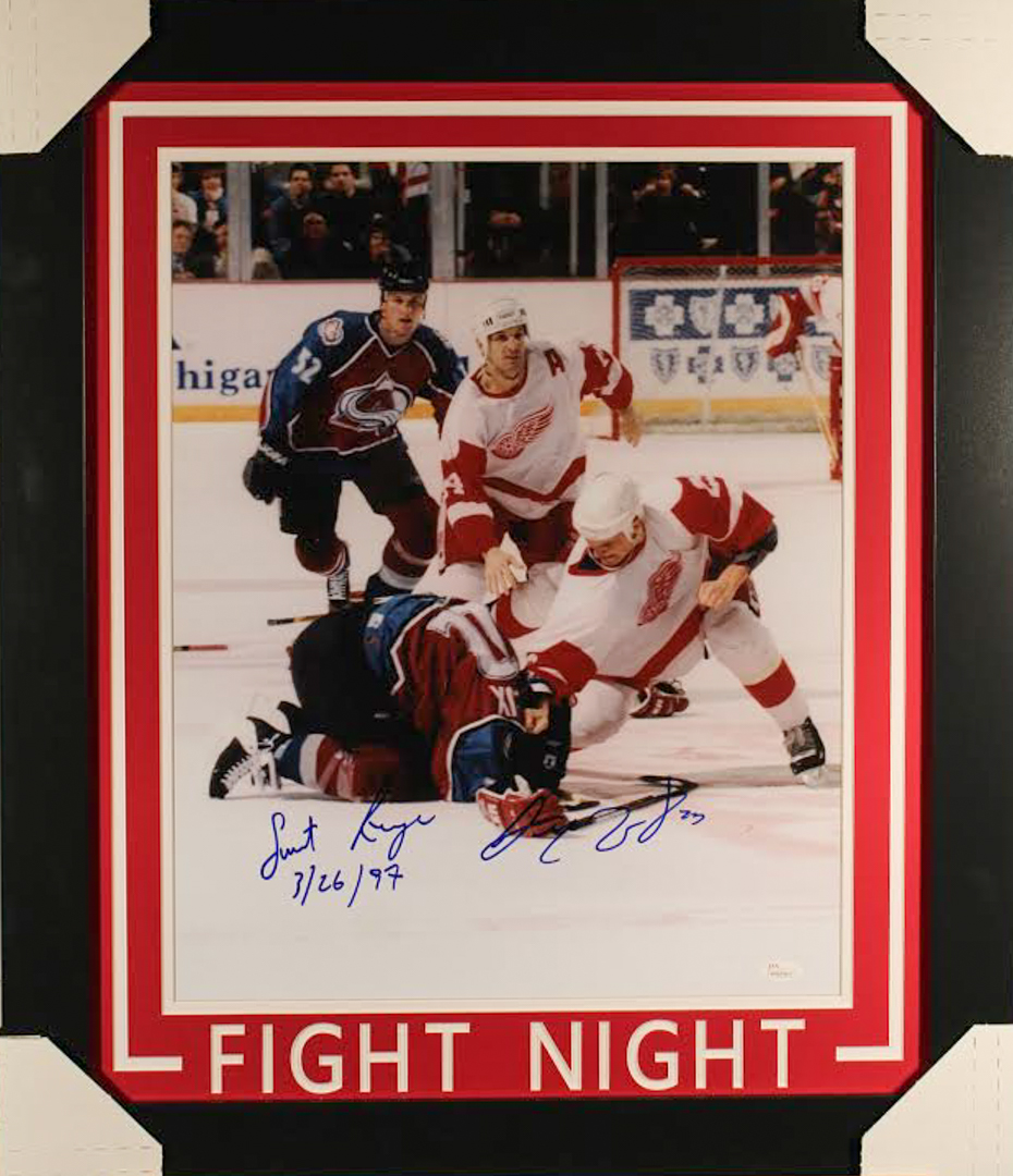 Darren McCarty Signed Red Wings 23x27 Custom Framed Photo Inscribed "Sweet Revenge 3/26/97" (JSA COA) at PristineAuction.com Darren McCarty Signed Red Wings 23x27 Custom Framed Photo Inscribed "Sweet Revenge 3/26/97" (JSA COA) at PristineAuction.com