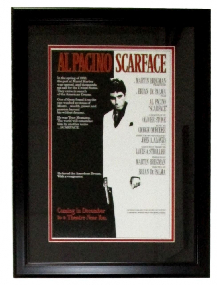 Al Pacino "Scarface" 17x24 Custom Framed Movie Poster Display