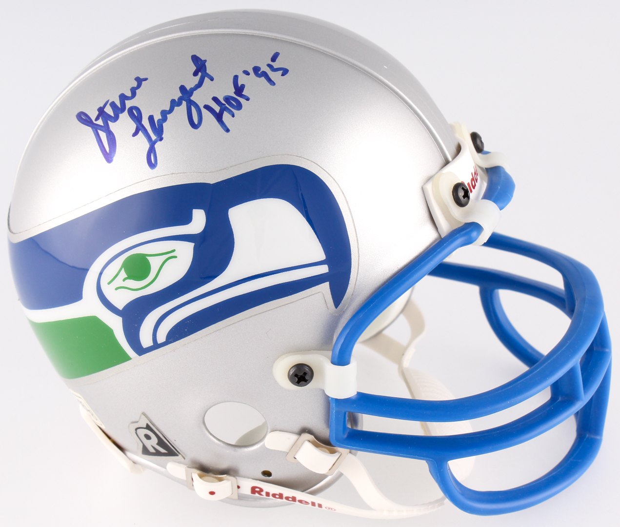 Steve Largent Signed Seahawks Throwback Mini-Helmet Inscribed "HOF 95" (JSA COA) at PristineAuction.com Steve Largent Signed Seahawks Throwback Mini-Helmet Inscribed "HOF 95" (JSA COA) at PristineAuction.com