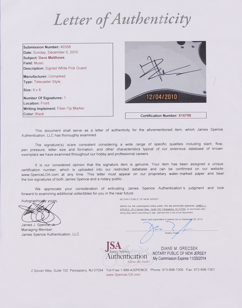 Dave Matthews Signed Full-Size Crescent Electric Guitar (JSA LOA) at PristineAuction.com Dave Matthews Signed Full-Size Crescent Electric Guitar (JSA LOA) at PristineAuction.com