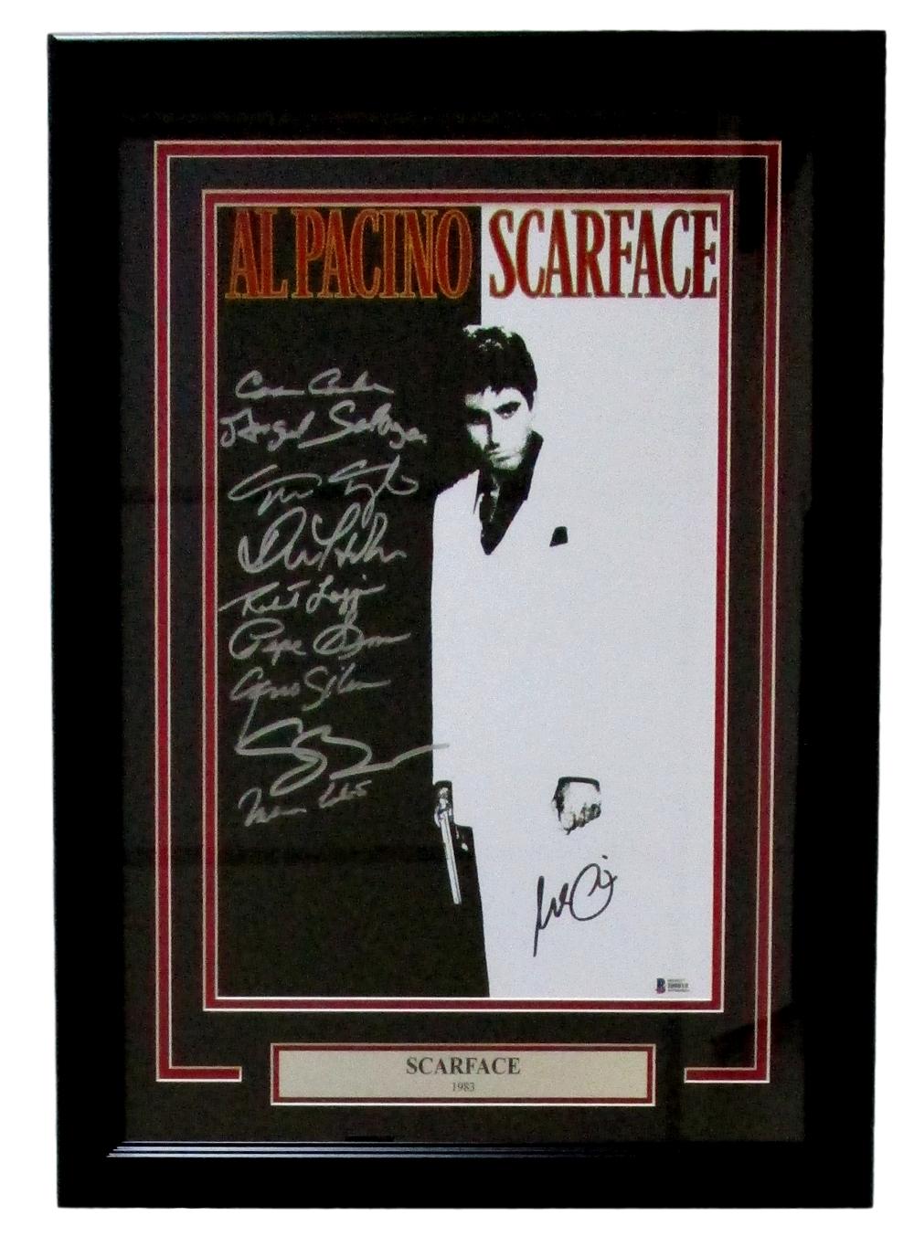 "Scarface" 17x24 Custom Framed Movie Poster Display Signed by (10) with Al Pacino, Steve Bauer, Miriam Colon, Pepe Serna, Geno Silva (Beckett LOA) at PristineAuction.com "Scarface" 17x24 Custom Framed Movie Poster Display Signed by (10) with Al Pacino, Steve Bauer, Miriam Colon, Pepe Serna, Geno Silva (Beckett LOA) at PristineAuction.com
