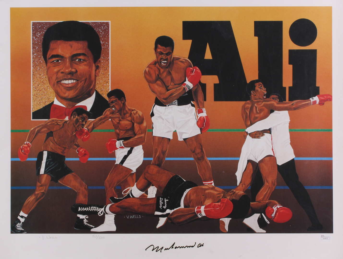 Muhammad Ali Signed 19x25 LE Lithograph #53/500 (JSA Hologram) at PristineAuction.com Muhammad Ali Signed 19x25 LE Lithograph #53/500 (JSA Hologram) at PristineAuction.com