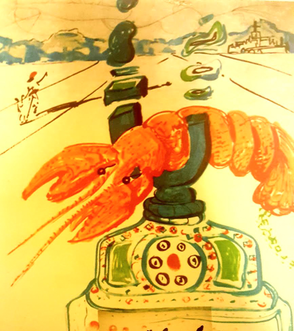 Salvador Dali "Cybernetic Lobster Telephone" 1975 12x15 Custom Framed with Archival Mat Surrealist TP Lithograph on Arches Paper (Publisher COA) at PristineAuction.com Salvador Dali "Cybernetic Lobster Telephone" 1975 12x15 Custom Framed with Archival Mat Surrealist TP Lithograph on Arches Paper (Publisher COA) at PristineAuction.com