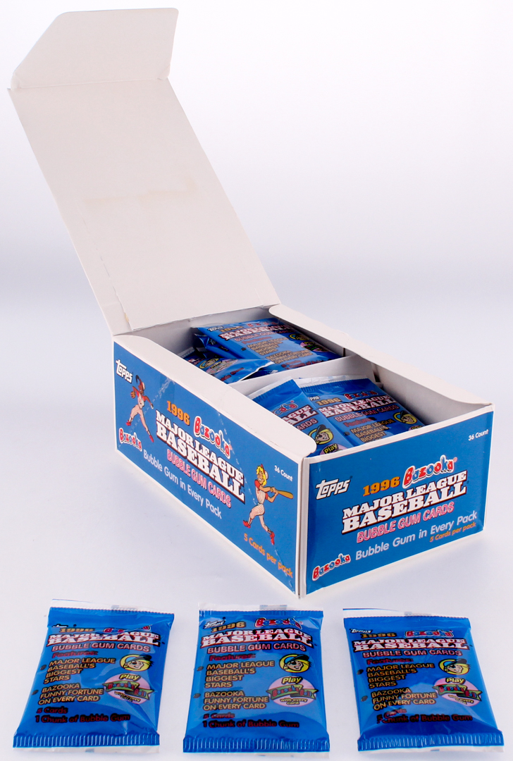 1996 Topps Bazooka Major League Baseball Card Box of (36) Packs at PristineAuction.com 1996 Topps Bazooka Major League Baseball Card Box of (36) Packs at PristineAuction.com