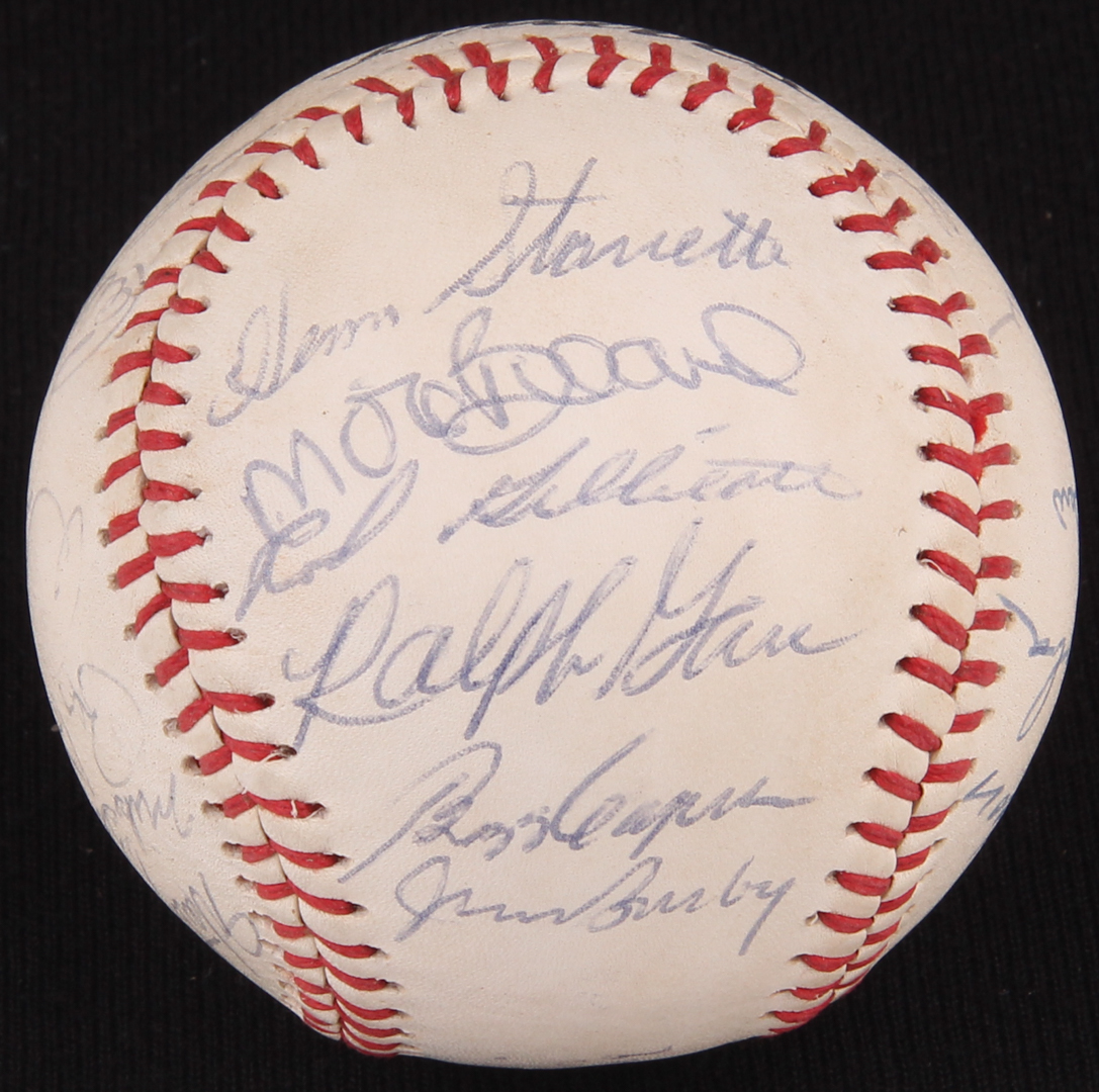 1975 Braves Team Signed Atlanta Braves Logo Baseball by (23) with Clyde King, Ralph Garr, Rod Gilbreath, Buzz Capra (JSA ALOA) at PristineAuction.com 1975 Braves Team Signed Atlanta Braves Logo Baseball by (23) with Clyde King, Ralph Garr, Rod Gilbreath, Buzz Capra (JSA ALOA) at PristineAuction.com