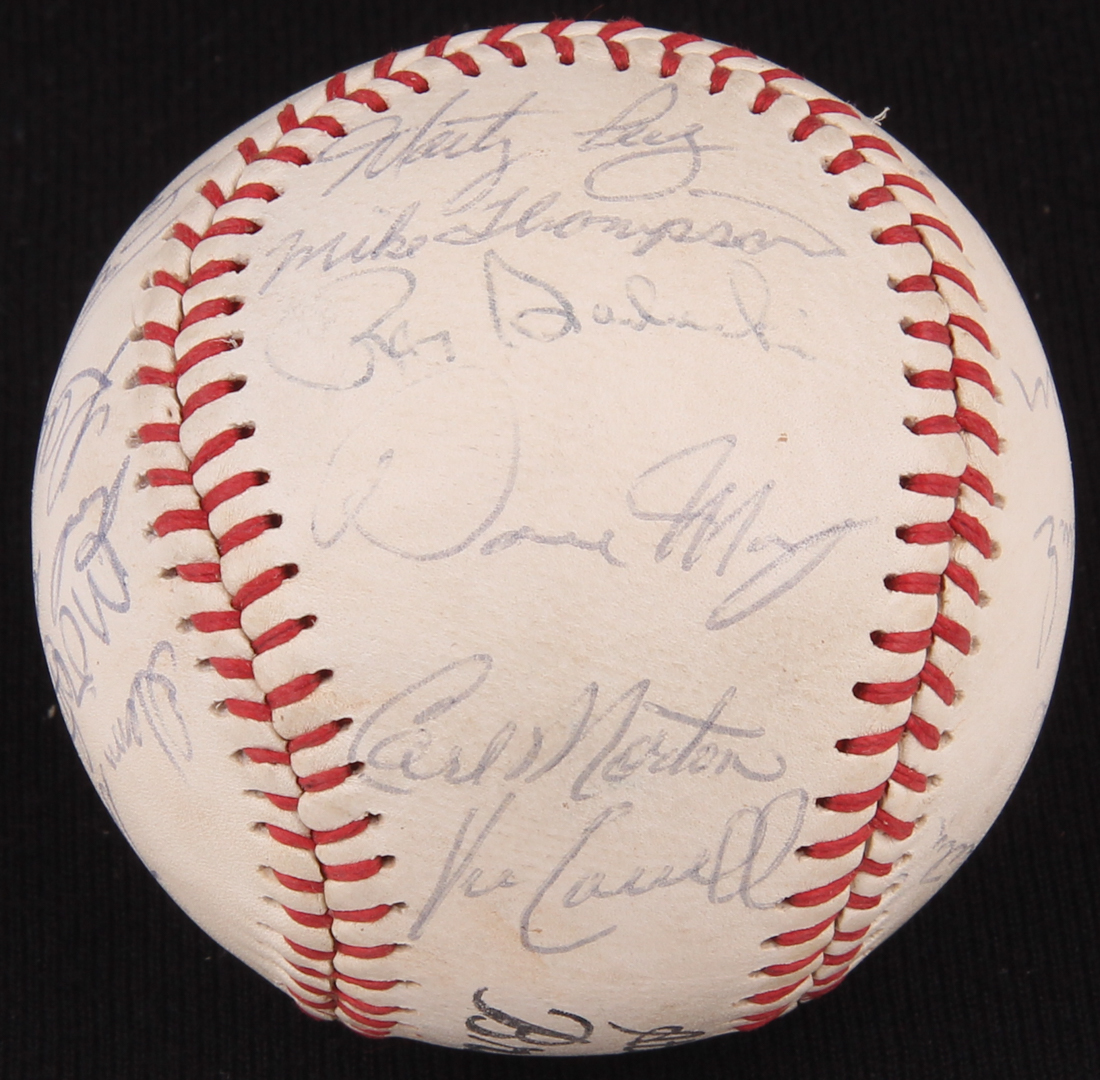 1975 Braves Team Signed Atlanta Braves Logo Baseball by (23) with Clyde King, Ralph Garr, Rod Gilbreath, Buzz Capra (JSA ALOA) at PristineAuction.com 1975 Braves Team Signed Atlanta Braves Logo Baseball by (23) with Clyde King, Ralph Garr, Rod Gilbreath, Buzz Capra (JSA ALOA) at PristineAuction.com