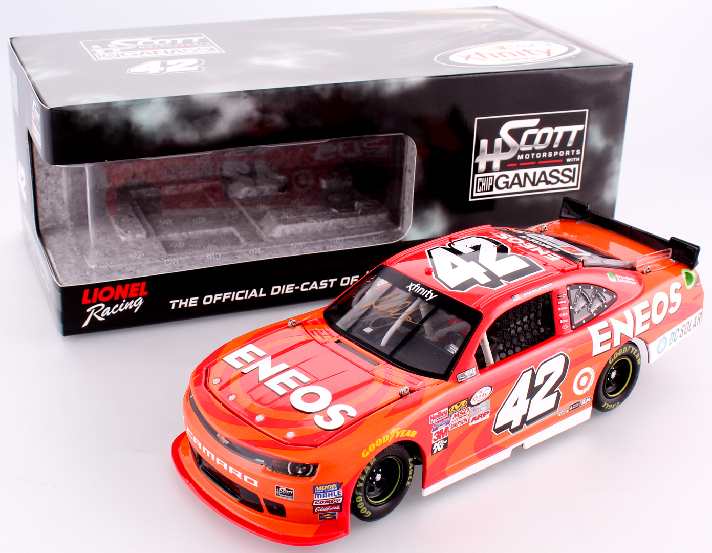 Kyle Larson Signed NASCAR #42 ENEOS 2015 Camero 1:24 Limited Edition Premium Action Die Cast Car (PA COA) at PristineAuction.com Kyle Larson Signed NASCAR #42 ENEOS 2015 Camero 1:24 Limited Edition Premium Action Die Cast Car (PA COA) at PristineAuction.com
