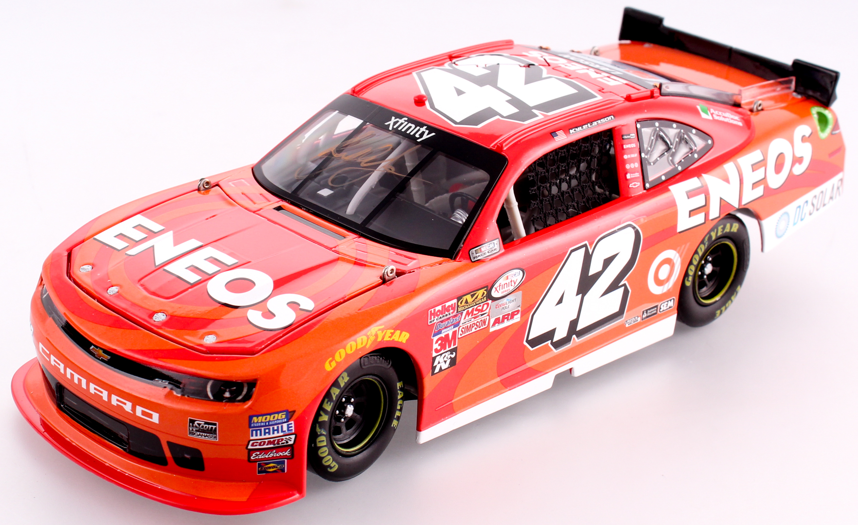 Kyle Larson Signed NASCAR #42 ENEOS 2015 Camero 1:24 Limited Edition Premium Action Die Cast Car (PA COA) at PristineAuction.com Kyle Larson Signed NASCAR #42 ENEOS 2015 Camero 1:24 Limited Edition Premium Action Die Cast Car (PA COA) at PristineAuction.com