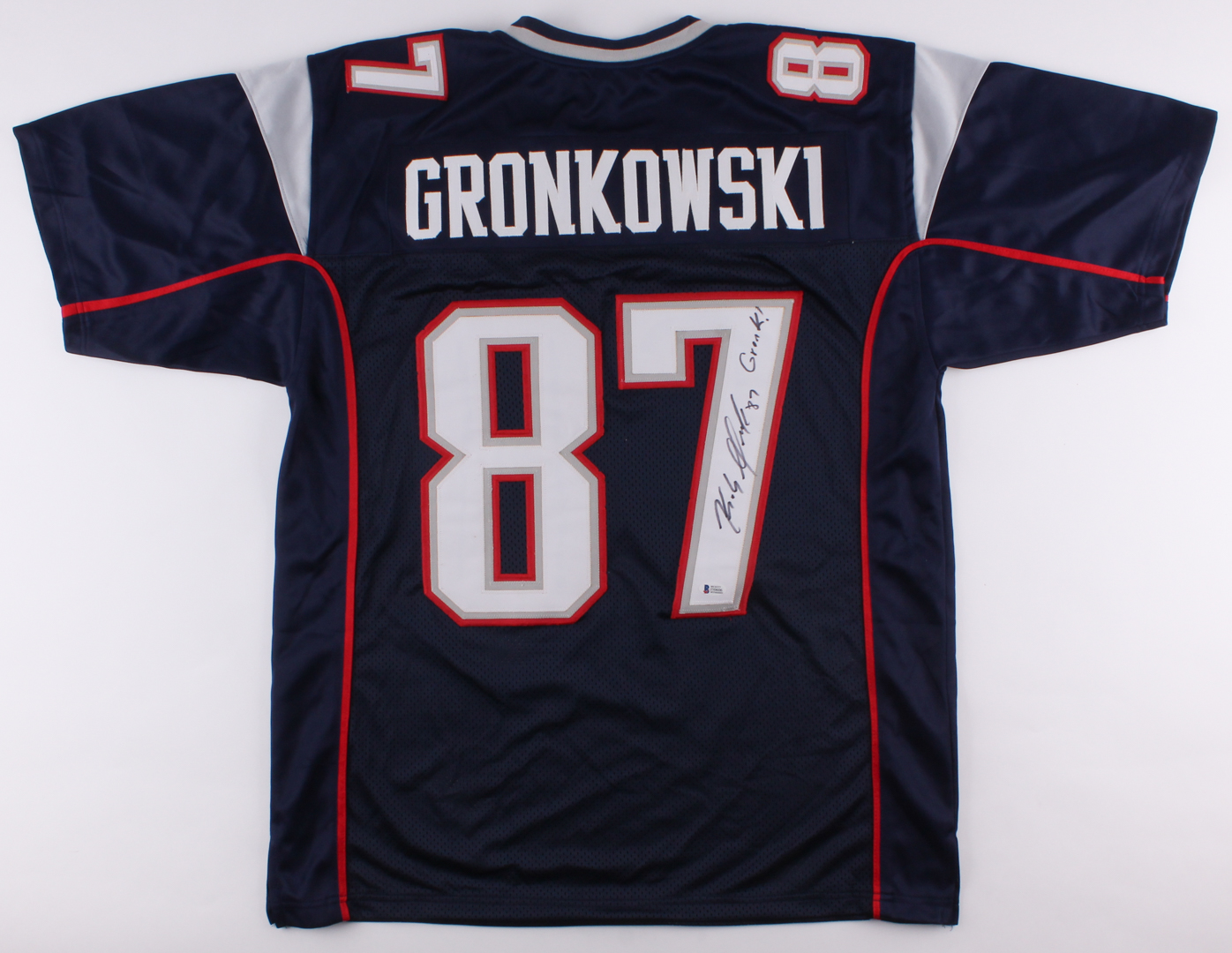 Rob Gronkowski Signed Patriots Jersey Inscribed "Gronk!" (Beckett COA) at PristineAuction.com Rob Gronkowski Signed Patriots Jersey Inscribed "Gronk!" (Beckett COA) at PristineAuction.com