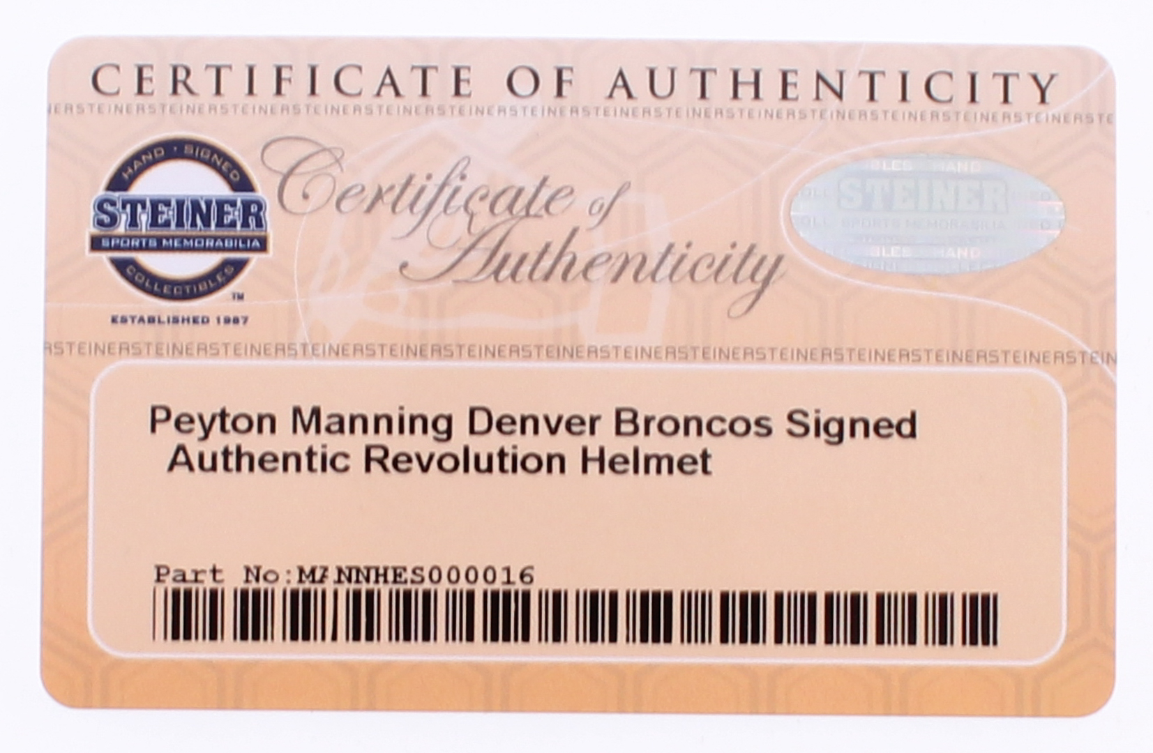 Peyton Manning Signed Broncos Full-Size Authentic On-Field Helmet (Steiner COA) at PristineAuction.com Peyton Manning Signed Broncos Full-Size Authentic On-Field Helmet (Steiner COA) at PristineAuction.com