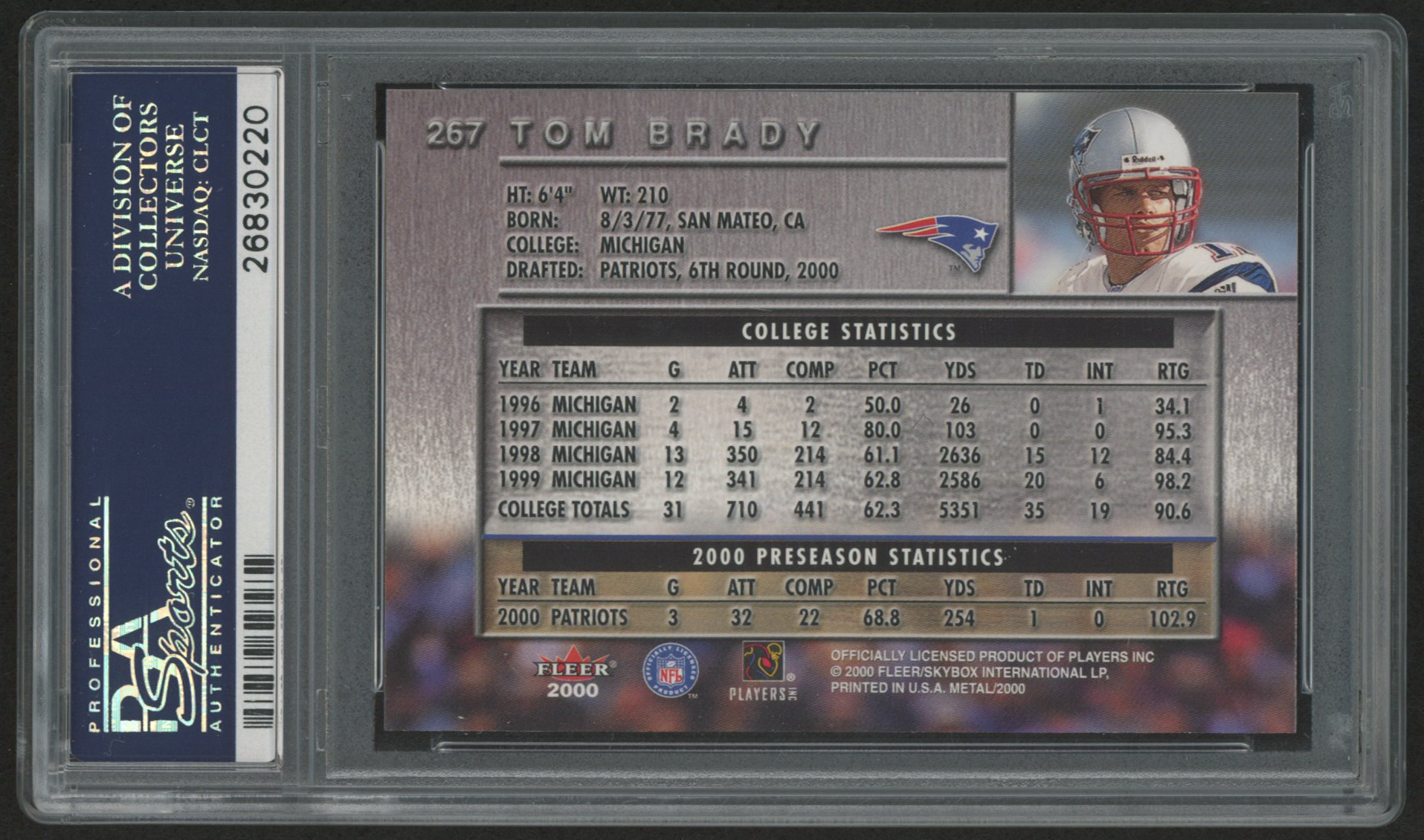 2000 Metal #267 Tom Brady RC (PSA 10) at PristineAuction.com 2000 Metal #267 Tom Brady RC (PSA 10) at PristineAuction.com