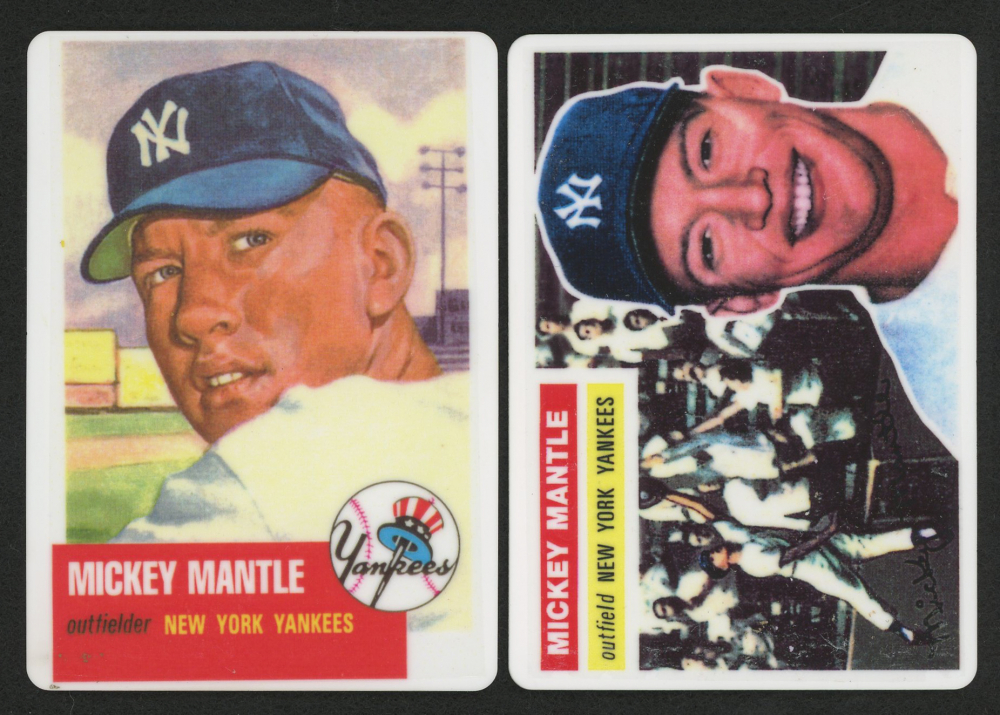 Lot Of 2 LE Mickey Mantle Topps Replica Porcelain Baseball Cards With 