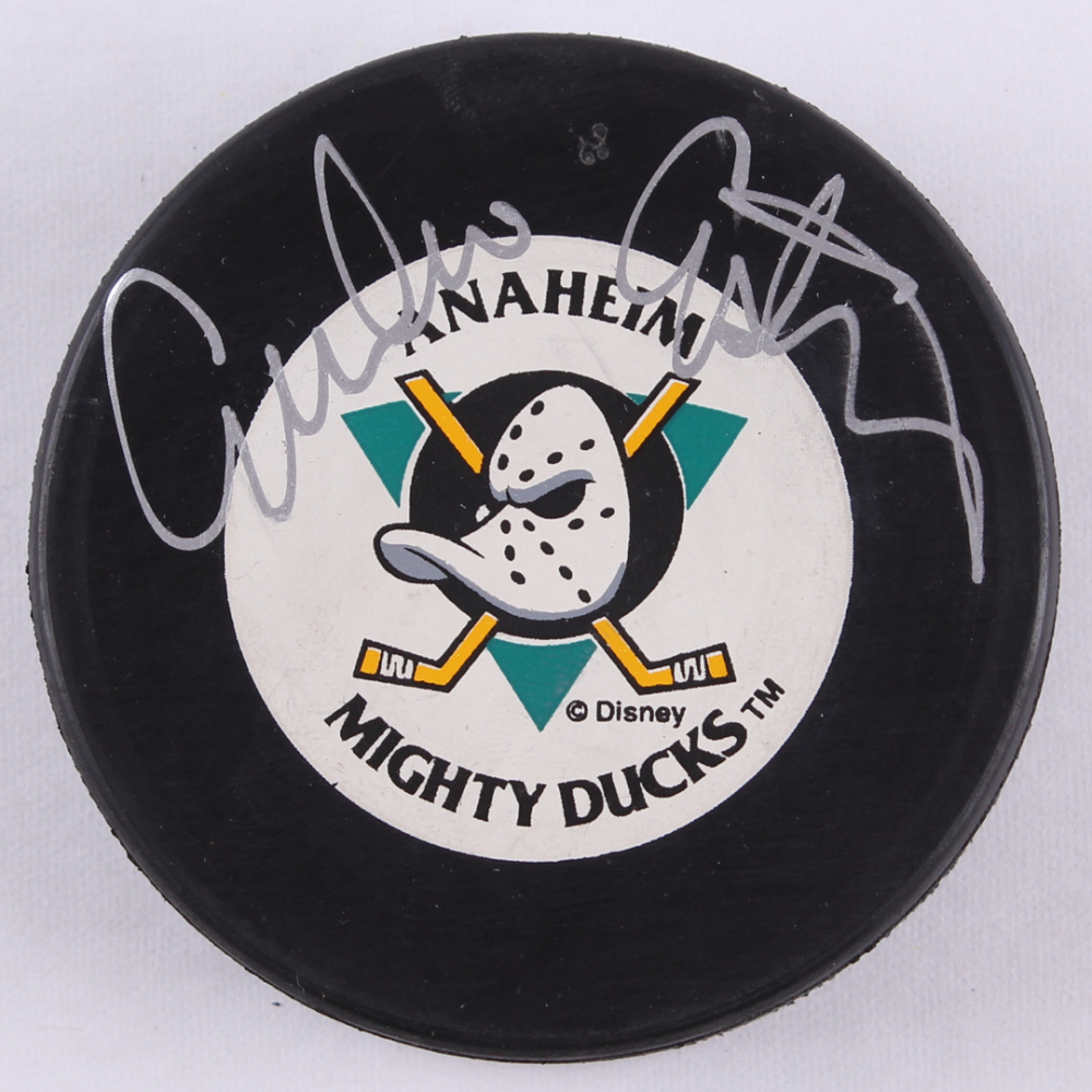 Emilio Estevez Signed "Mighty Ducks" Logo Hockey Puck (Schwartz COA