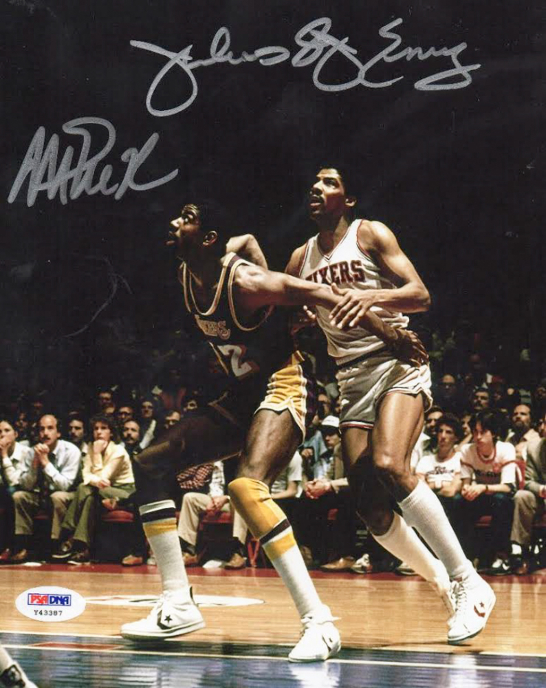 Julius "Dr. J" Erving & Magic Johnson Signed 8x10 Photo (PSA COA