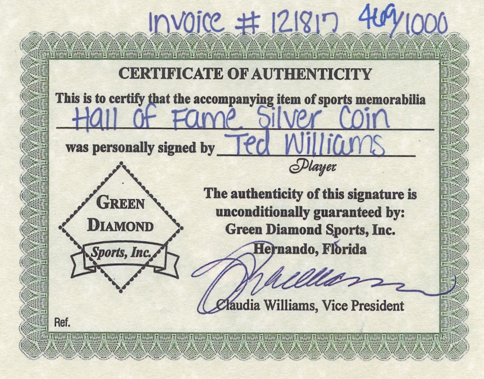 Ted Williams Signed Limited Edition Red Sox 6x6 Photo Display with Pure Silver Proof Coin (Williams COA) at PristineAuction.com Ted Williams Signed Limited Edition Red Sox 6x6 Photo Display with Pure Silver Proof Coin (Williams COA) at PristineAuction.com