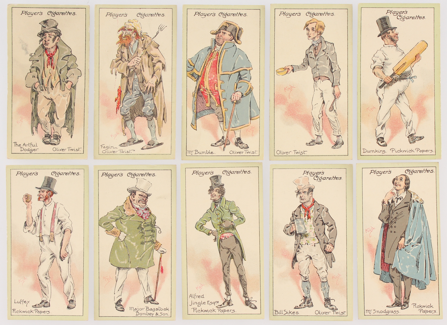 1912 Player's "Characters From Dickens" Complete Set of (50) Cigarette Cards With #4 Oliver Twist at PristineAuction.com 1912 Player's "Characters From Dickens" Complete Set of (50) Cigarette Cards With #4 Oliver Twist at PristineAuction.com