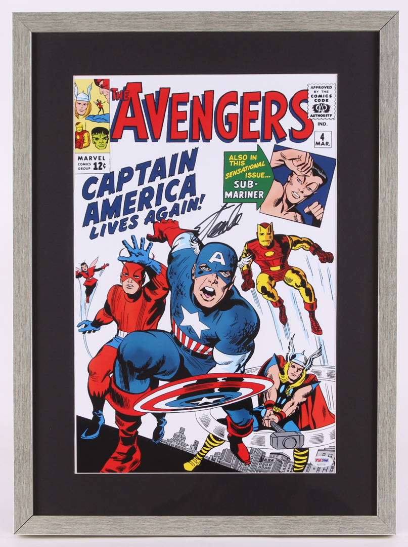 Stan Lee Signed "The Avengers" 17.25x23.25 Custom Framed Print (PSA COA) at PristineAuction.com Stan Lee Signed "The Avengers" 17.25x23.25 Custom Framed Print (PSA COA) at PristineAuction.com