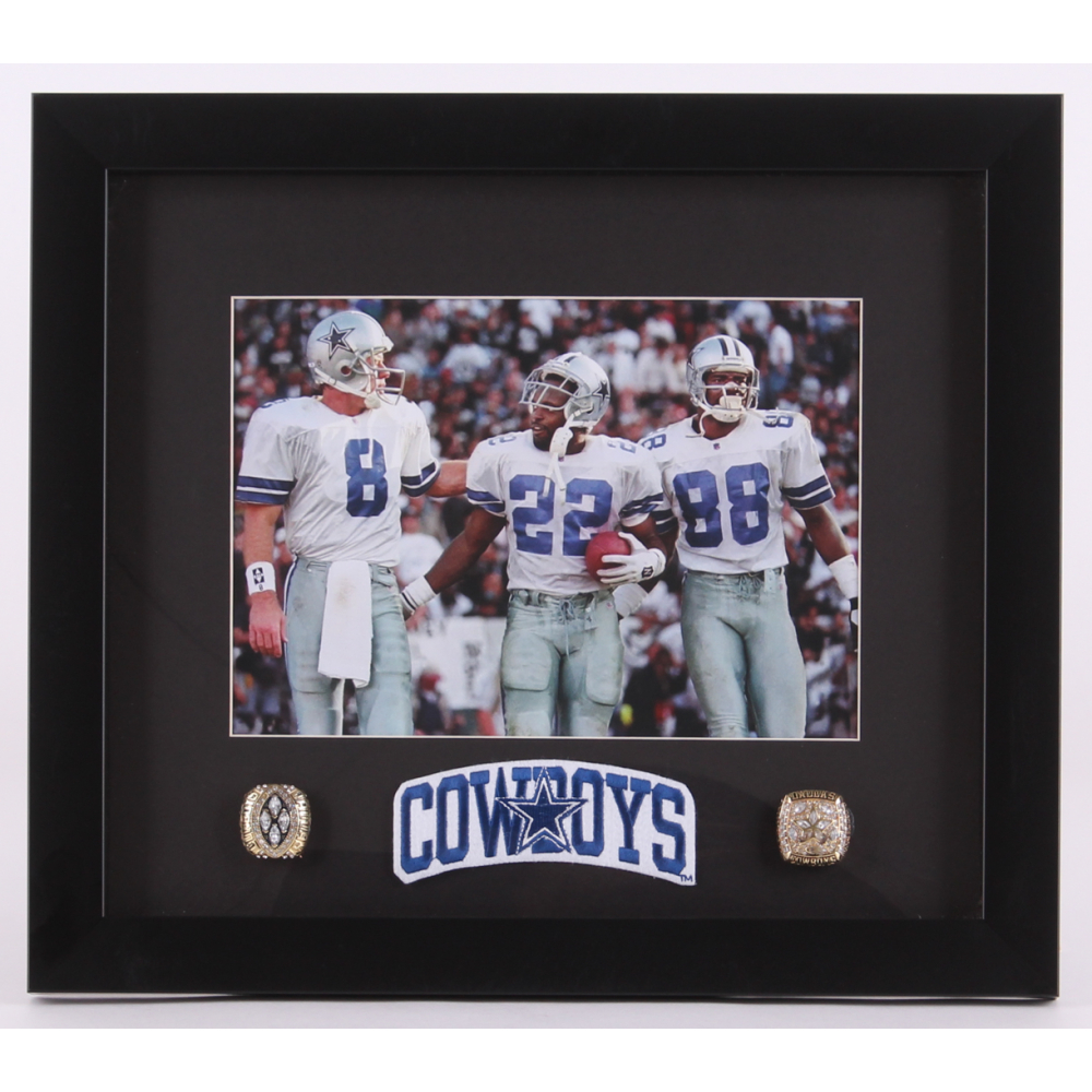 "Dallas Cowboys Triplets" 14x16 Custom Framed Photo Display with Patch