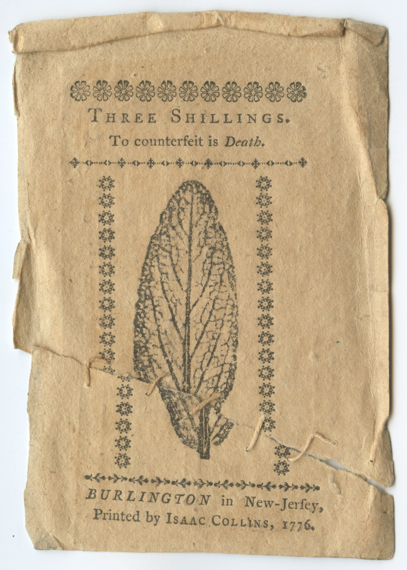 1776 Three Shilling New Jersey Colonial Currency Bank Note at PristineAuction.com 1776 Three Shilling New Jersey Colonial Currency Bank Note at PristineAuction.com