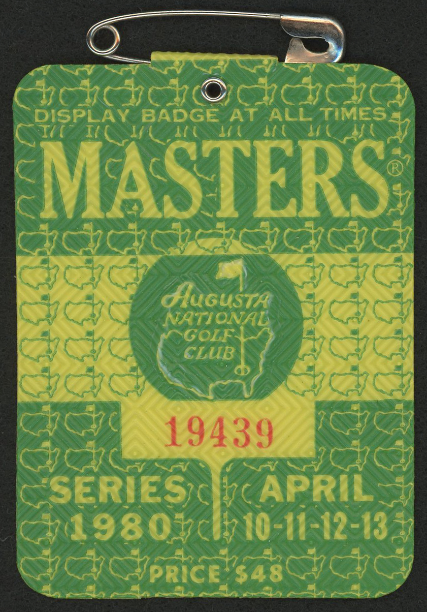 1980 Masters Golf Tournament Badge at PristineAuction.com 1980 Masters Golf Tournament Badge at PristineAuction.com