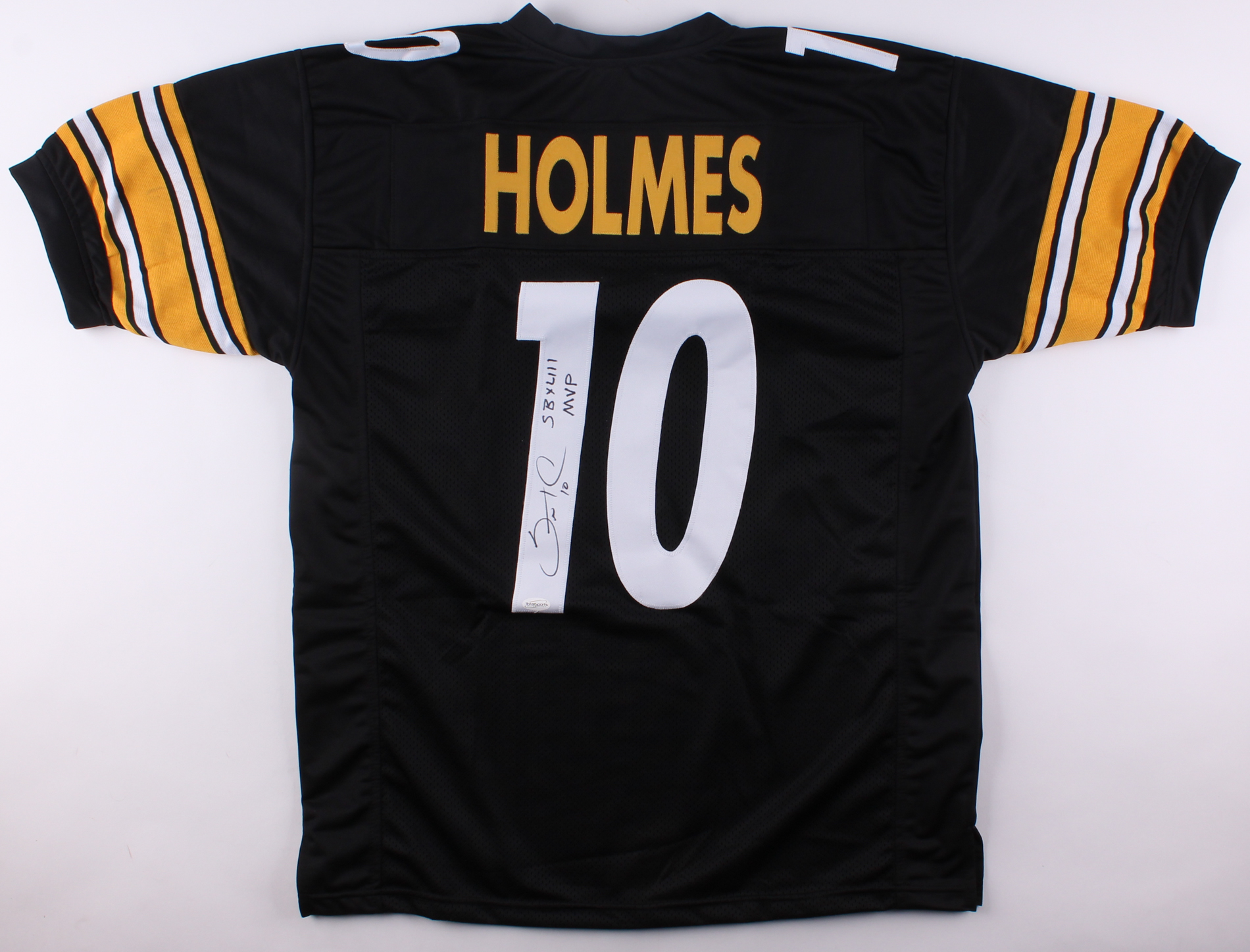 Santonio Holmes Signed Jersey Inscribed "SB XLIII MVP" (TSE COA) at PristineAuction.com Santonio Holmes Signed Jersey Inscribed "SB XLIII MVP" (TSE COA) at PristineAuction.com
