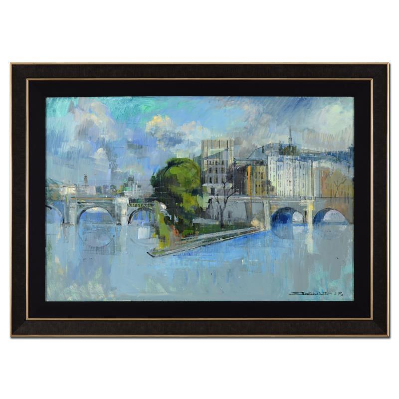 Alex Zwarenstein Signed "Bridge In Paris" 44x31 Custom Framed Original Oil Painting on Canvas at PristineAuction.com Alex Zwarenstein Signed "Bridge In Paris" 44x31 Custom Framed Original Oil Painting on Canvas at PristineAuction.com