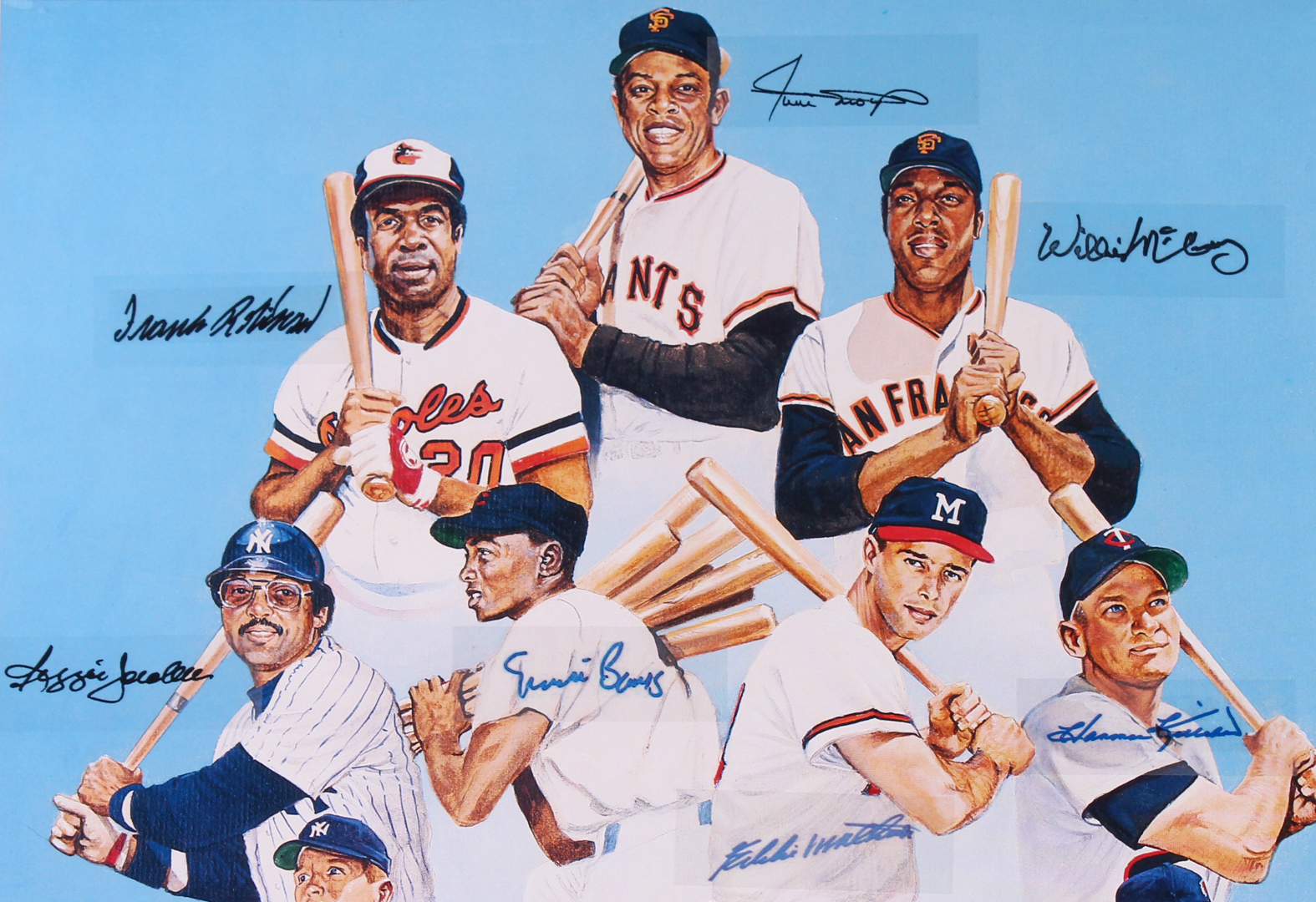 "500 Home Run Club" LE Custom Framed 27.5x33.5 Lithograph with (10) Facsimile Signatures Including Mickey Mantle, Ted Williams, Hank Aaron, Reggie Jackson at PristineAuction.com "500 Home Run Club" LE Custom Framed 27.5x33.5 Lithograph with (10) Facsimile Signatures Including Mickey Mantle, Ted Williams, Hank Aaron, Reggie Jackson at PristineAuction.com