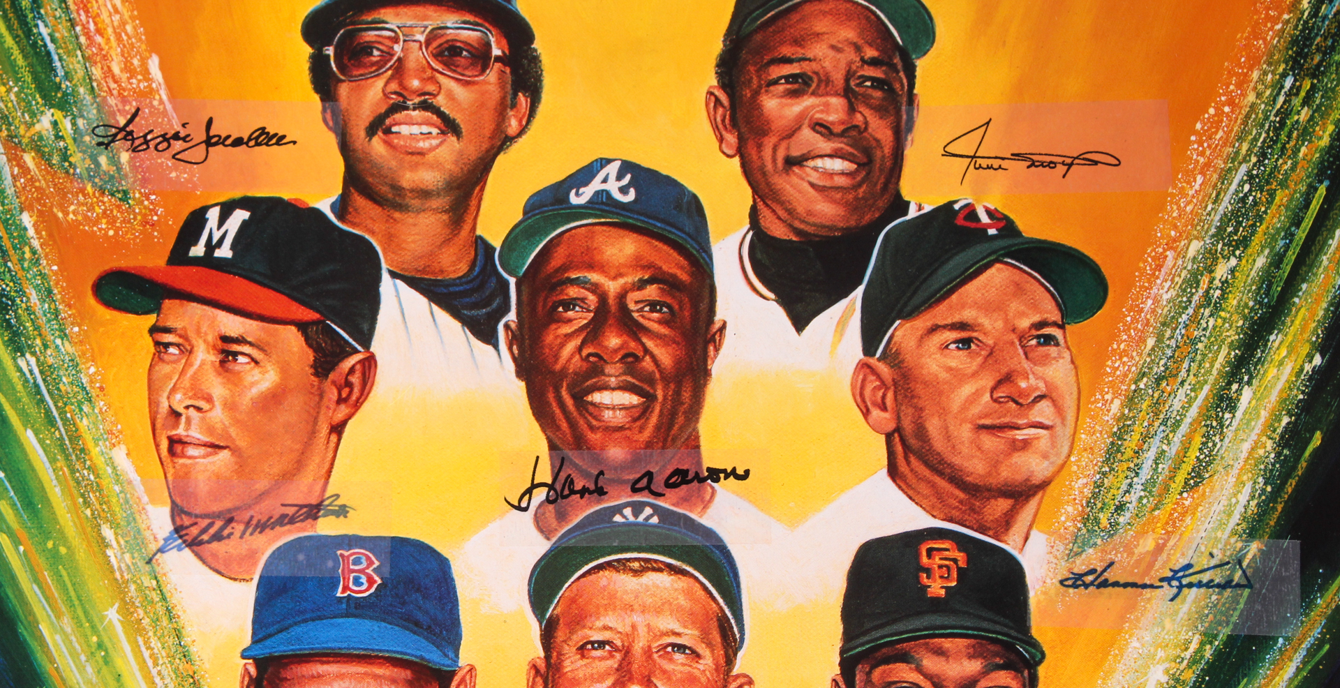 "500 Home Run Club" LE Custom Framed 27.5x33.5 Lithograph with (11) Facsimile Signatures Including Mickey Mantle, Ted Williams, Hank Aaron, Reggie Jackson at PristineAuction.com "500 Home Run Club" LE Custom Framed 27.5x33.5 Lithograph with (11) Facsimile Signatures Including Mickey Mantle, Ted Williams, Hank Aaron, Reggie Jackson at PristineAuction.com
