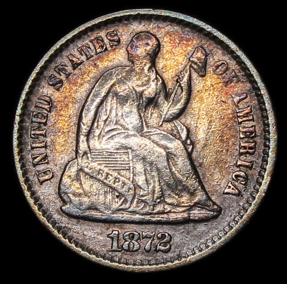 1872 Seated Liberty Silver Half Dime Pristine Auction