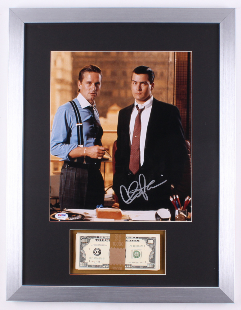 Sports Memorabilia Auction Pristine Charlie Sheen Wall Street 17x22 Custom Framed Display With Prop Psa Coa