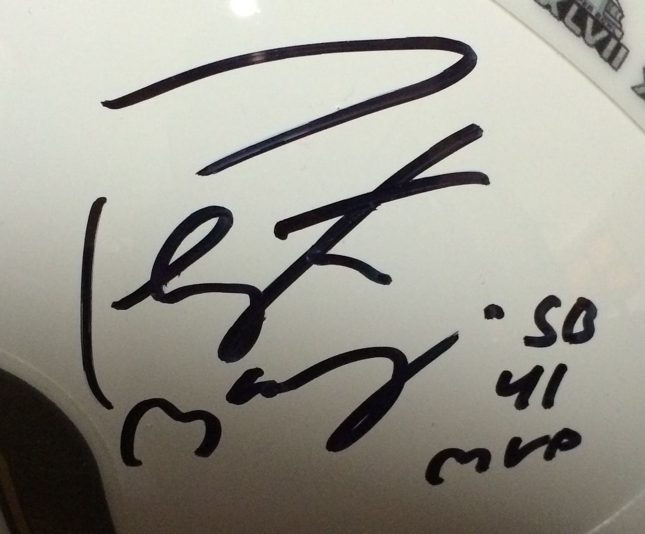 Peyton Manning Signed Super Bowl 50 Full-Size Authentic On-Field Helmet Inscribed "SB 41 MVP" (Fanatics Hologram & Steiner COA) at PristineAuction.com Peyton Manning Signed Super Bowl 50 Full-Size Authentic On-Field Helmet Inscribed "SB 41 MVP" (Fanatics Hologram & Steiner COA) at PristineAuction.com